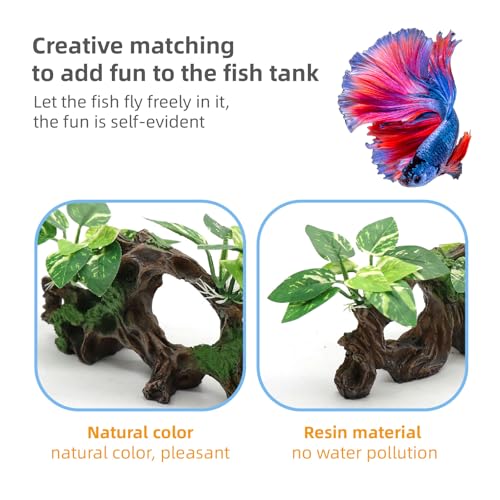 image for relaqcc Fish Tank Decorations Artifical Driftwood Cave Aquarium Decor 