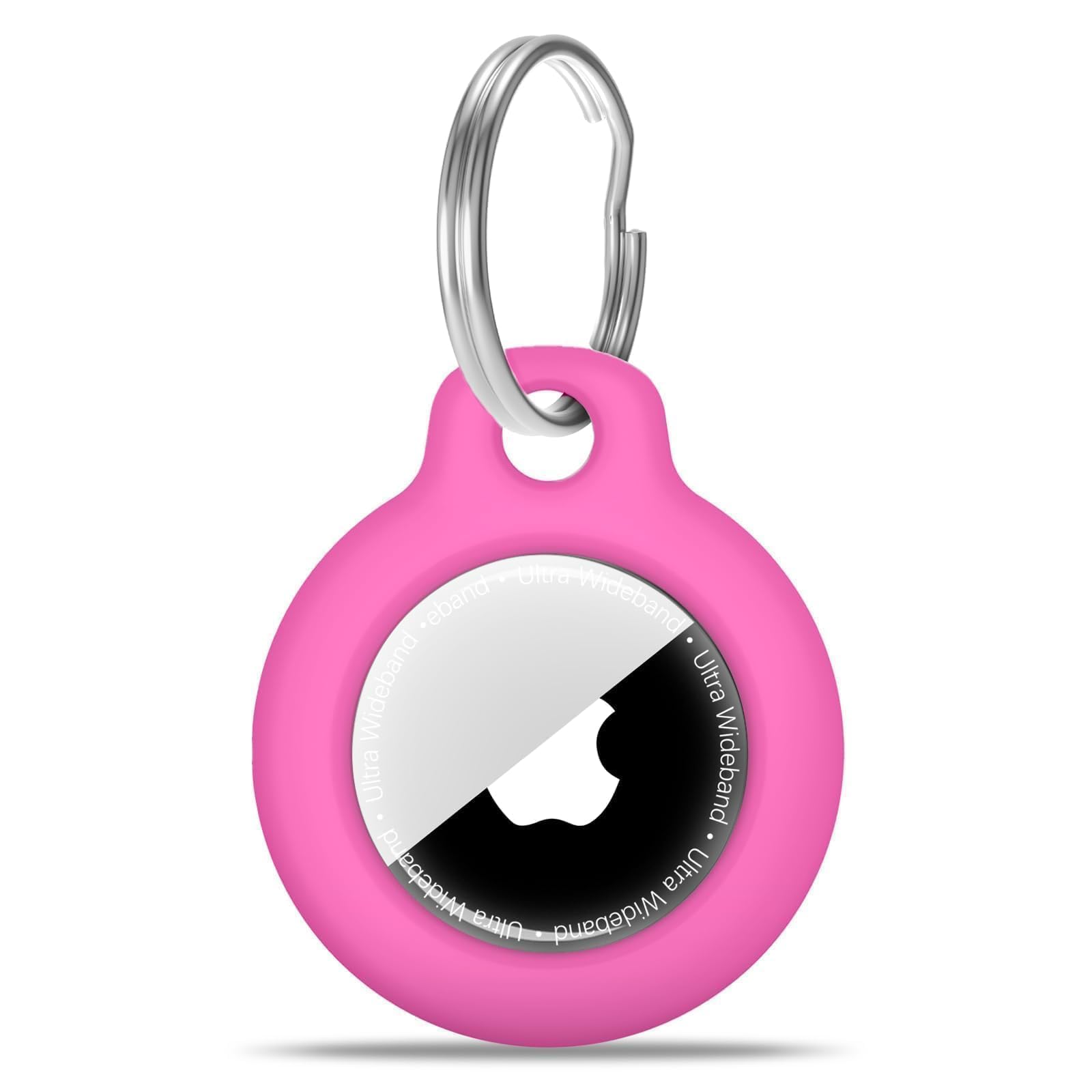 YOKRWO for AirTag Holder with Key Ring - Durable，Scratch-Resistant Case，Hard PC Half Package Protective，PC for Airtag Keychain with Apple for Air tag for Pets，Keys,Bags，Children，Luggage & More(Pink)