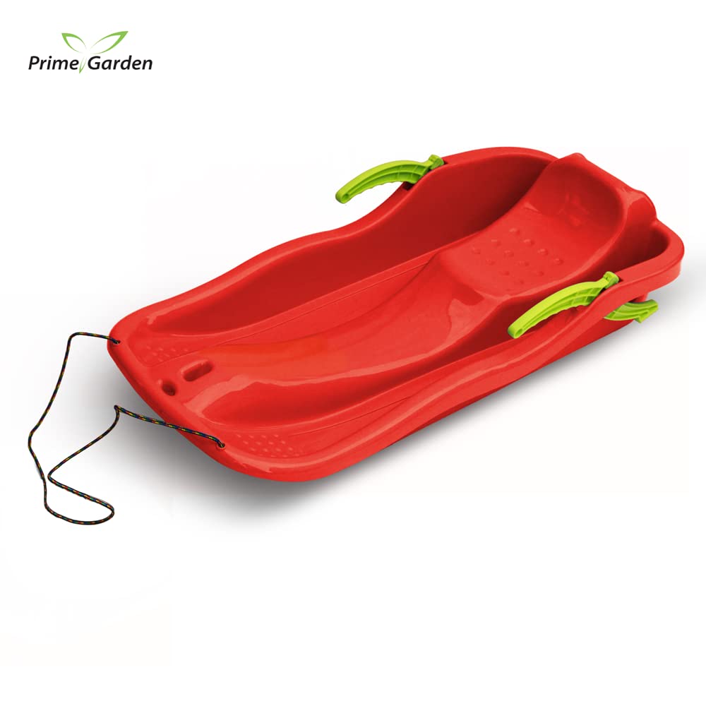 PRIMEGARDEN® Corsa - Trineo infantil con freno de mano, dirección y giro al descenso de montaña, color rojo
