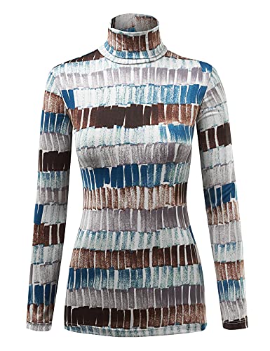 Image of Lock and Love Women's Turtleneck Top Lightweight Long Sleeve Slim Fit Pullover, Soft Rayon Stretch Layering Basic, S-3XL