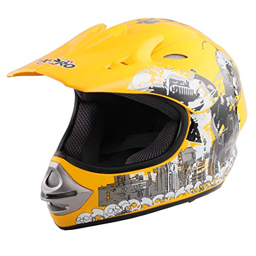X-PRO DOT Approved Youth Motocross Off-Road Helmet! (Yellow, XL)