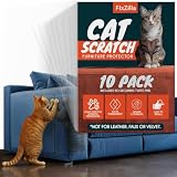 FixZilla Anti Cat Scratch Furniture Protector, 10-Pack Couch Protector from Cat Claws - Heavy-Duty, Easy-to-Apply Scratching Deterrent and Shield for Sofa Corners, Walls, Doors- with 50 Twist Pins