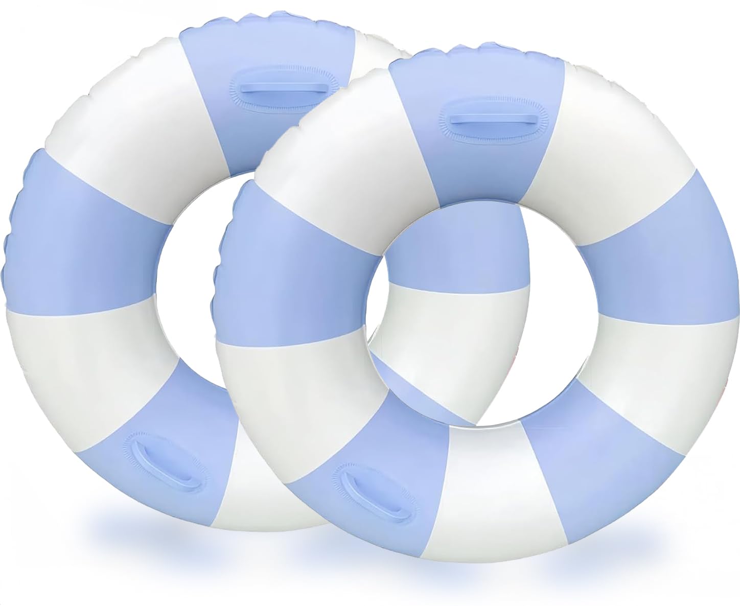 Photo 1 of 2PCS Stripe Pool Swim Ring with Handles Inflatable Pool Floats 35Inch Water Fun Large Adult Swimming Pool Float for Beach Lake Summer Party (35IN Blue Stripe)