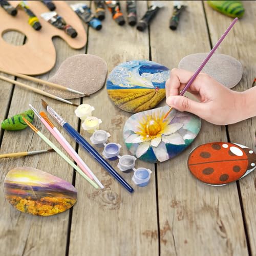 Mezchi 15 Pack Extra Large Flat River Rocks for Painting, 3.1-4.7 Inch Smooth Painting Stones, Rock Painting Kit, Painting Rocks for DIY Arts& Crafts - Thumbnail 4