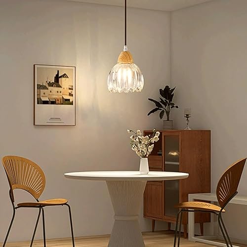 Miniatura 4 de Nordic Retro Mini Pendant Light 4.3 Inch Flower Shape Pendant Lamp with Glass Shade Adjustable Cord Hanging Lamp for Living Room Bedroom Dining