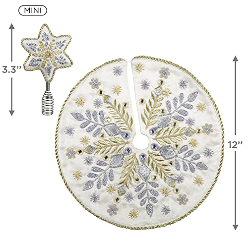 Hallmark Keepsake Miniature 2021, Elegant Snowflakes Tree Topper And Christmas Tree Skirt Set, Mini #TOP2