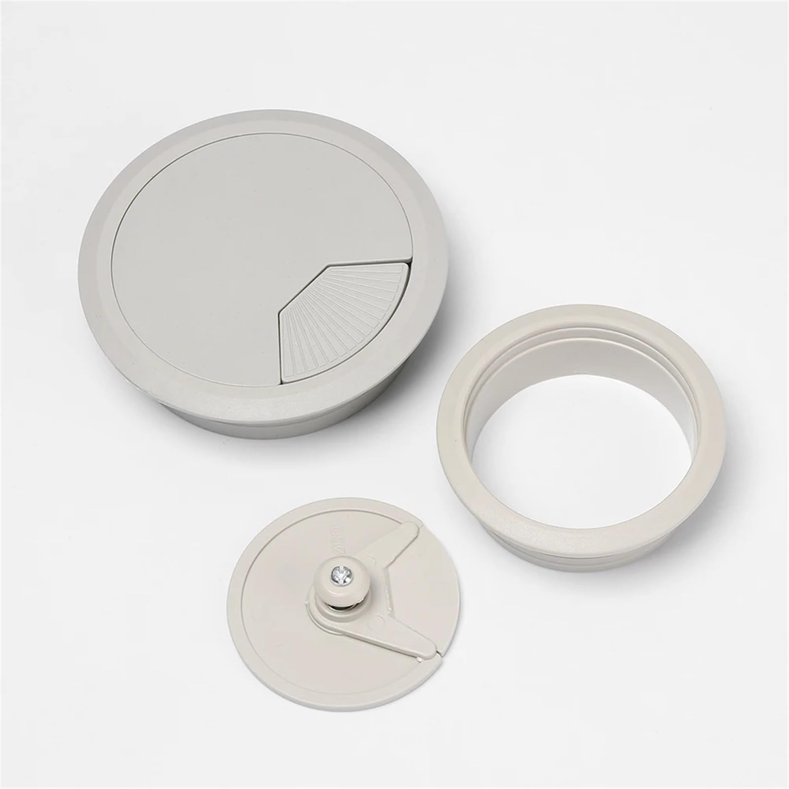 Passacavi da scrivania, passacavo, 10 pezzi, 60/80 mm, in plastica, per scrivania, tavolo, PC, computer, rotondi (marrone scuro, 60 mm)