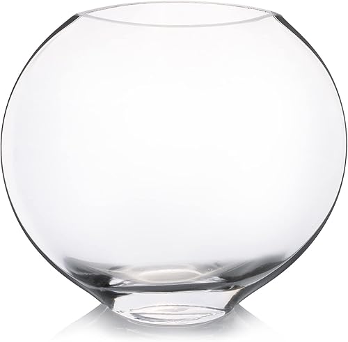 Miniatura 6 de Enova Floral Jarrón de cristal transparente con borde angulado único, 6.0 pulgadas de ancho 10.0 pulgadas de alto, florero decorativo para