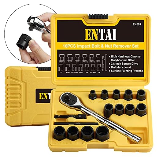 ENTAI Damaged Stripped Bolt & Nut Extractor Set, 16 Pieces Bolt Remover Tool Set with Solid Storage Case, Perfect for Removing Damaged, Rounded Bolts Nuts and screws
