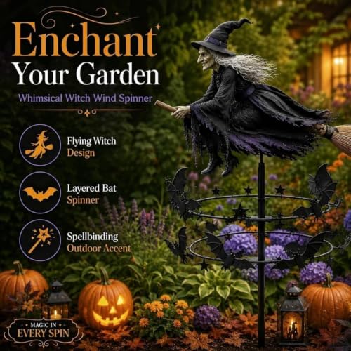 Molinillo de viento de metal para Halloween con estaca resistente intemperie 8