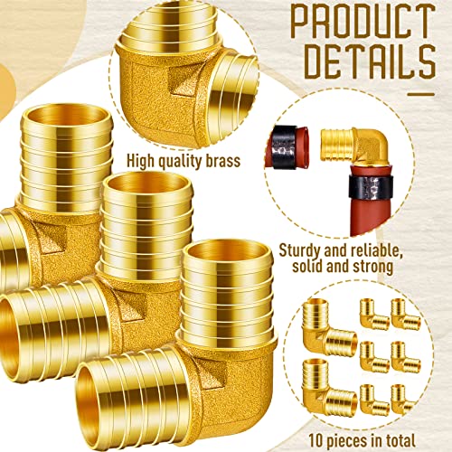 Image of Dunzy 8 Pieces 1 Inch 90 Degree Elbow PEX Brass Fittings Crimp Pipe Fittings for PEX Tubing Plumbing Tool Crimp Pipe in Plumbing Jobs