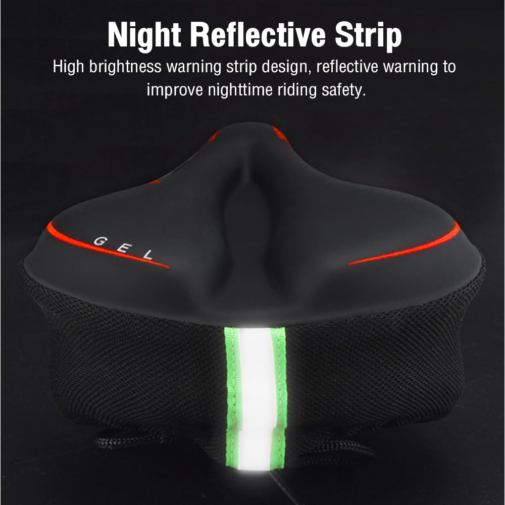 ZUUKOO LIGHT Funda de Gel para Sillin de Bicicleta sillín de Bicicleta Funda de Espuma con Memoria Seguro Cojín de Bicicleta Unisex Cómodo y Transpirable con Funda(Rojo)