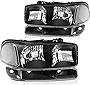 ECCPP Headlight Assembly Black Headlights+Bumper Light Lamp for GMC For Sierra 1500 2500 3500,1500 HD 2500 HD,1500 HD/2500 HD/3500 Classic,for GMC Yukon,for GMC Yukon XL 1500 2500 1999-2007