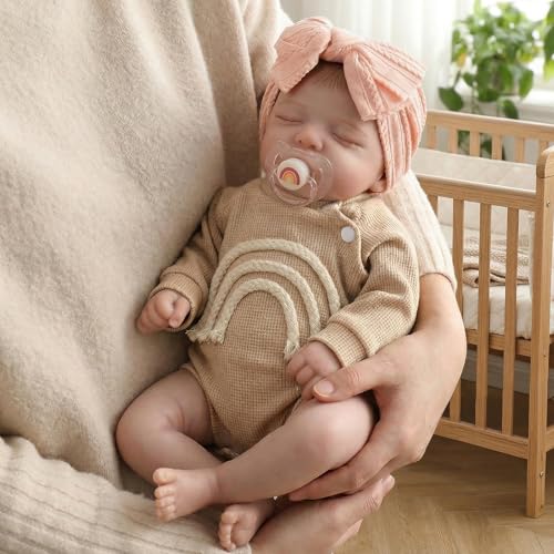 KSBD Realistic Reborn Baby Dolls-20 inch Sleeping Lifelike Newborn Real Life Baby Dolls, Soft Cloth Body with Feeding Toy Accessories for Kids Age 3 +