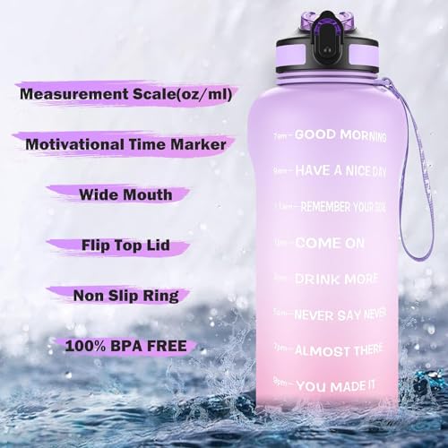 ETDW Bottiglia Acqua 1.5 Litro [Senza BPA Tritan], 1500ml Borraccia Sportiva con Cannuccia a Prova di Perdita, Motivazionale Borraccia con Marcatori di Tempo per Palestra, Campeggio, Yoga, Picnic