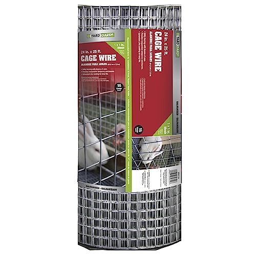 YARDGARD 309312A Cage Wire Fencing, Height-24 Inches x Length-25 Ft, Color - Galvanized