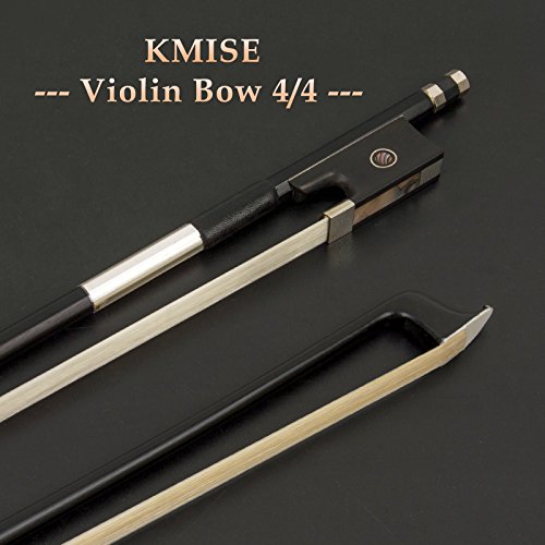 Image of Kmise Carbon Fiber Violin Bows: Lightweight Violin Bow 4 /4, Anti-Deformation Full Size Fiddle Bow, Ultra-Stretchy Horse Hair, Gift for Professional, Beginner, Adults, Kids Violins Practice (Black)