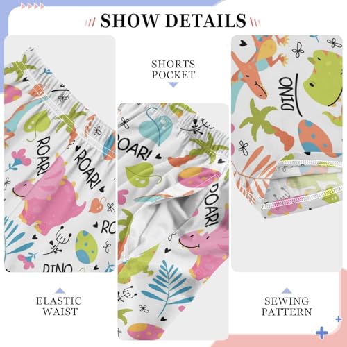 Tropical Dinosaur Roar Boys Long Pants Soft Trousers Elastic Waist Kids Lounge Bottoms with Pockets S-XL4