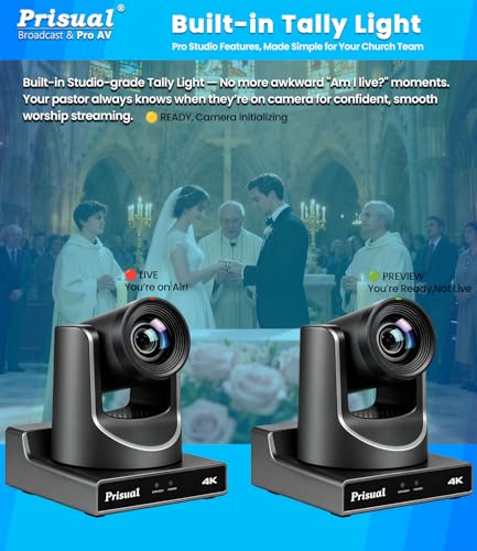 Image of Prisual Ultra 4K PRO NDI PTZ Camera Gen 5, SDI HDMI USB IP with 20x Optical Zoom 1 /1.8 inch UHD CMOS 8.42MP, 4K 60fps AI Auto-Tracking PTZ Camera with Tally Light (Official NDI Certified) TEM-4K20N PRO