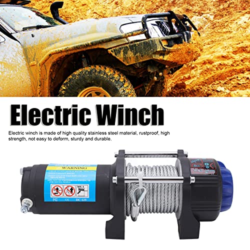 Winche eléctrico de acero inoxidable 4000LB 12V con control remoto miniatura 2