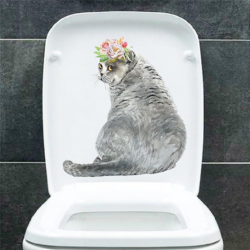 Lustige Katzen Toilettenaufkleber - Selbstklebend Für WC-Sitz & Wände