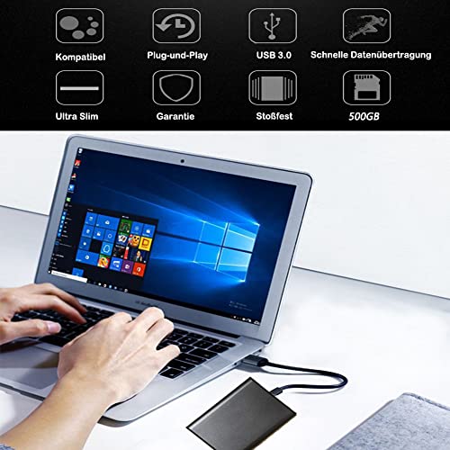 Tragbare externe Festplatte 500 GB – USB 3.0, wasserdicht und stoßfest