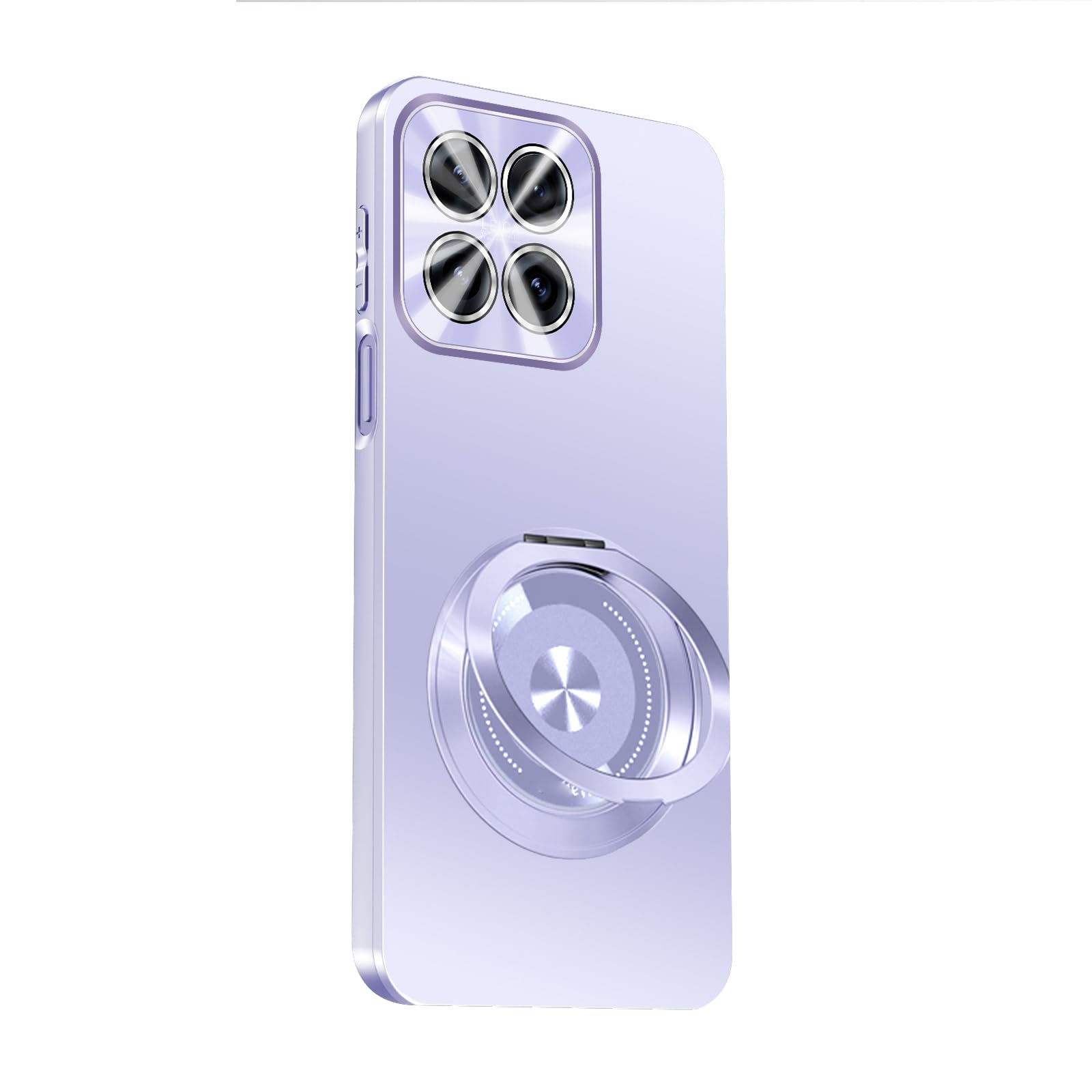 FDUJINH Kickstand Case for Xiaomi 17 Max, Magnetic Cover Full Lens Protection Shockproof Rotating Ring Holder PC Shell,Purple,17Max