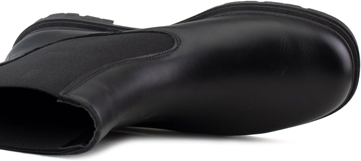 RF ROOM OF FASHION Women's Elastic Panel Lugged Sole Chunky Heel Chelsea Boots