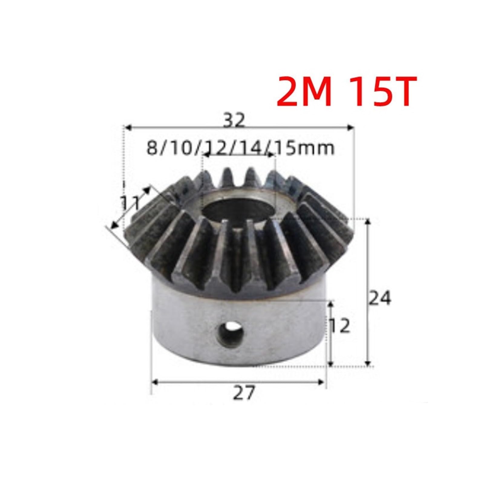 Bevel Gear Pinion Hardware Mechanical 1pc Bevel Gear 2M 15Teeth with Inner Hole 8mm 10mm 12mm 14mm 15mm 90 Degree Drive Commutation Steel Gears with Screw(10mm Keyway 4mm)