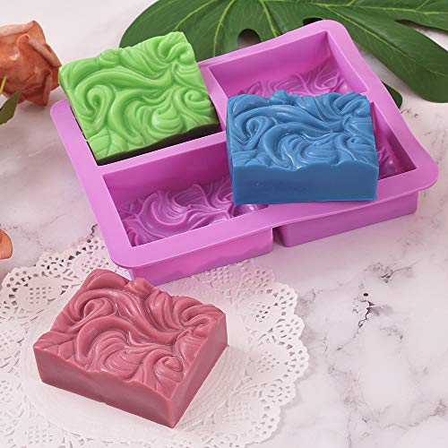 Newk Silicone Soap Square Molds, Diy Handmade Soap Molds With Ocean Wave Pattern For Milk Soap (3.5 Oz Cavities) #TOP2