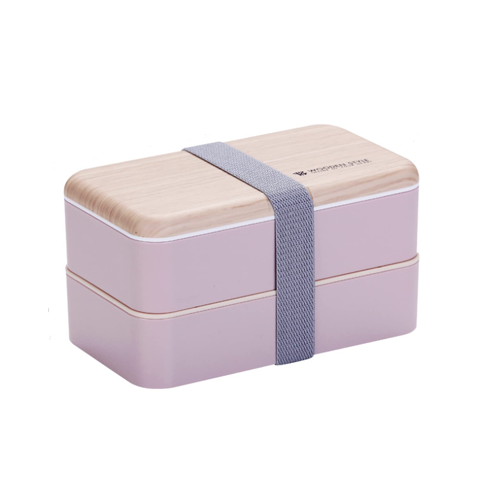 Bento Box, 2 Layer Wooden Lunch Box with Cutlery Set, Back to School, Food Containers for Kids, Students, Children, Teens, Adults (Pink)