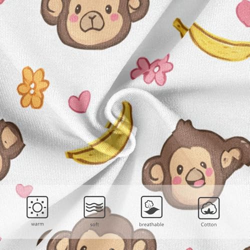 Wusikd Cute Monkey Girls' Underwear Cotton Banana Flowers Girls Briefs Soft Toddler Underwear 2T3
