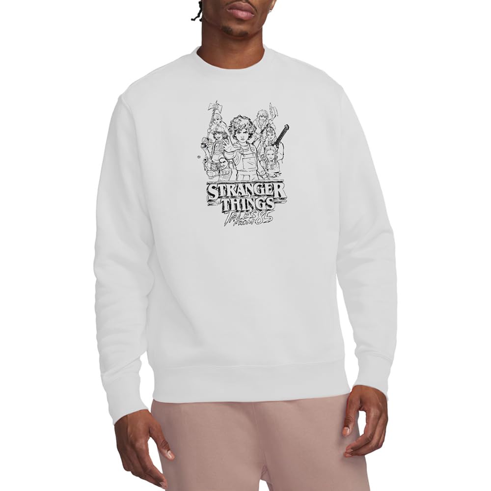 Stranger Things Men' White Tales From 85 Group Sketch Sweatsh in Size S, Sports Direct