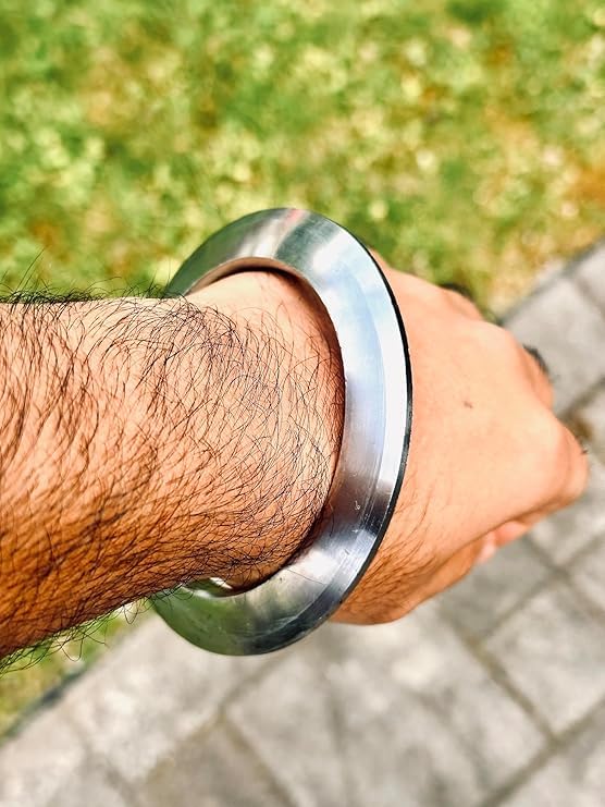 Image of Chakri Style Kada Sarb Loh Punjabi Sikh Kara For Men Wrist Accessory Punjab Kara Sarbloh Pure Iron Kadha For Men Sikhism Accessory 200 Gram
