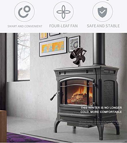 Tomersun 4 Blades Heat Powered Stove Fireplace Fan for Home Wood Log Burning Fireplace Circulating Warm Air Saving Fuel Efficiently