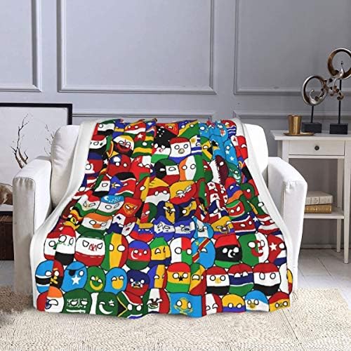 Hanayo Countryball Polandball World Map Flannel Fleece Throw Blanket Soft Cozy Lightweight Fluffy Microfiber Blanket All Season Fuzzy Plush Throw Blanket for Couch Bed Sofa 60"X50"