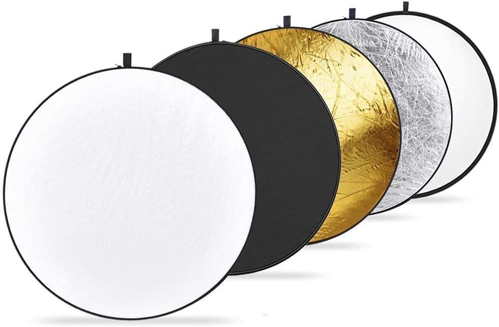 Kamron 42 inch 110cm 5 in 1 Reflector Silver Gold White and Black Collapsible Reflector for Studio or Any Photography Situation with Carry Bag