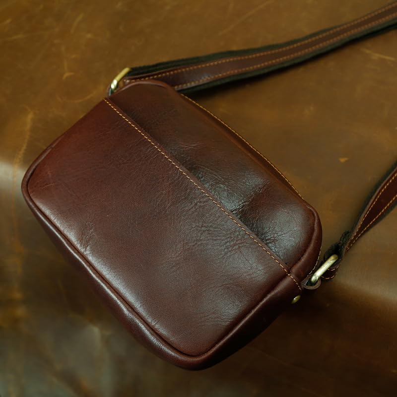 Crazy Horse Skórzana torba crossbody, prawdziwa skóra, kwadratowa torba na ramię do codziennego użytku i podróżne pudełko prezentowe