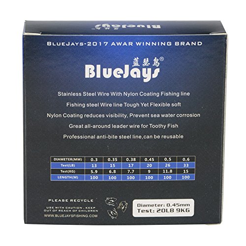 Vhob 0.45Mm 100 Metres 20 Pound Fishing Stee Wire Nylon Coated 1X7 Stainless Steel Leader Wire Super Soft Fishing Wire Lines #TOP6