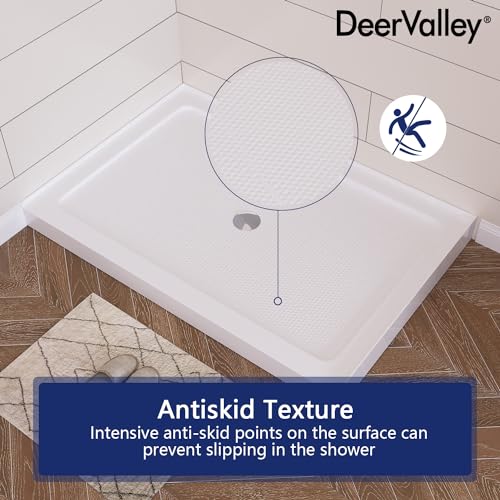 Image of DeerValley 48 inchL X 32 inchW Center Drain Shower Base in White
