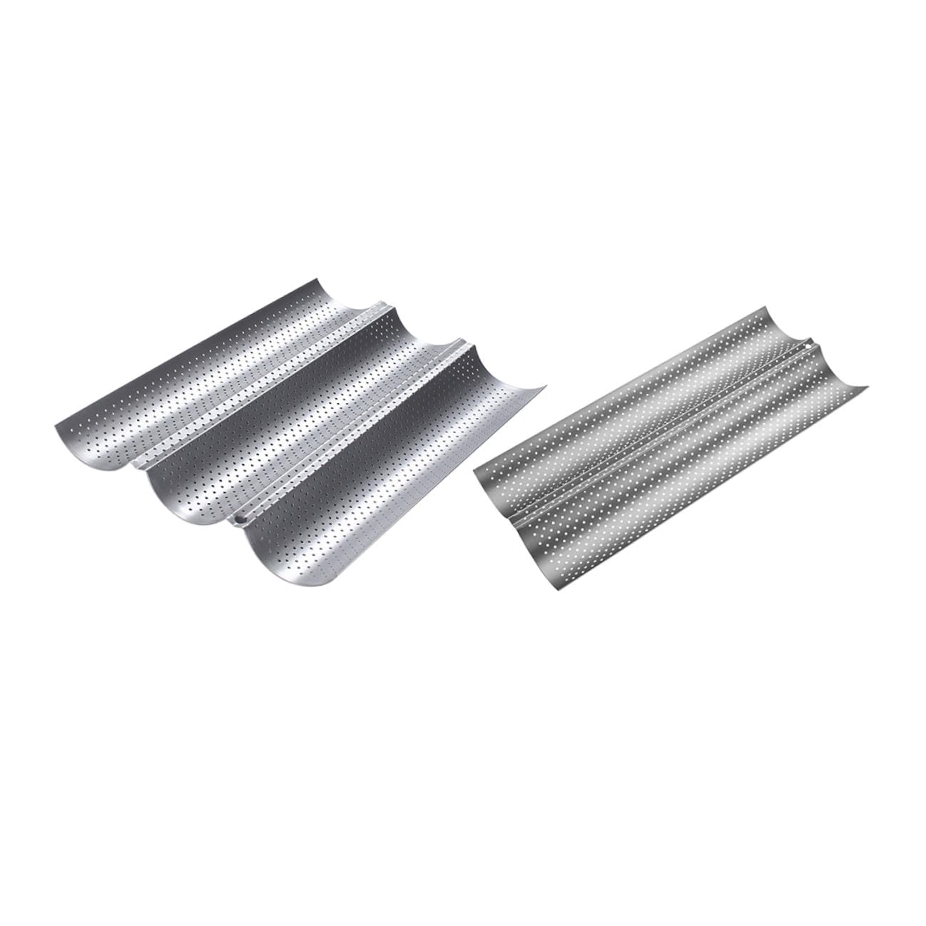 2 Moldes Ondulados para Baguette de Acero Inoxidable Antiadherente, Bandeja de Horno para Hacer Pan, Fácil de Limpiar (2 Piezas)