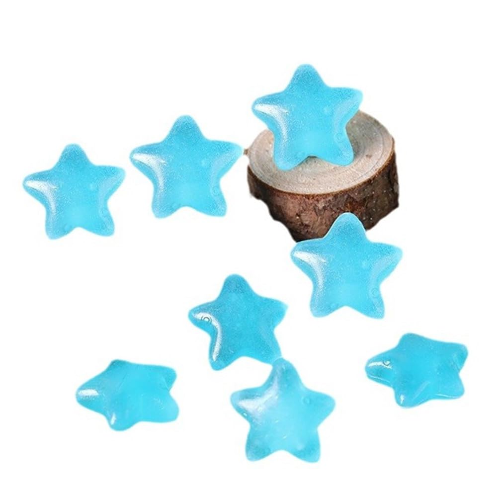 BeLongsYou Luminous Stones Star Shape Colorful Cobblestones, Glowing Pebbles Stones Glow in The Dark for Garden Walkways Decoration Aquarium,Blue,200pcs