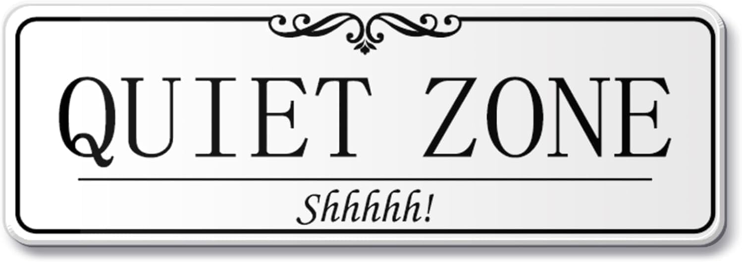 Quiet Zone Reminder Sign, 3 x 10 Inch Acrylic, Classic Black-and-White