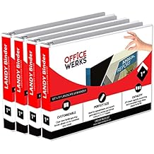 4 Pack of 8.5" X 11" Landscape View Binder, 3-Ring 1-Inch Capacity Round Ring, White Horizontal Formatted with Clear Cover Pockets, Perfect for Documents, Spreadsheets, Projects and More