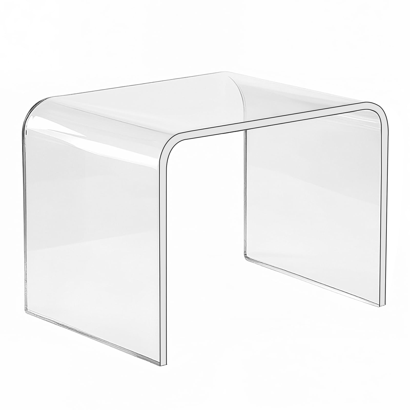 BOPKOWI Acrylic Step Stool,Acrylic Stools,Clear Step Stool with Non-Slip for Bathroom,Holds Up to 250lbs(No Non-Slip Stool, Pack of 1)