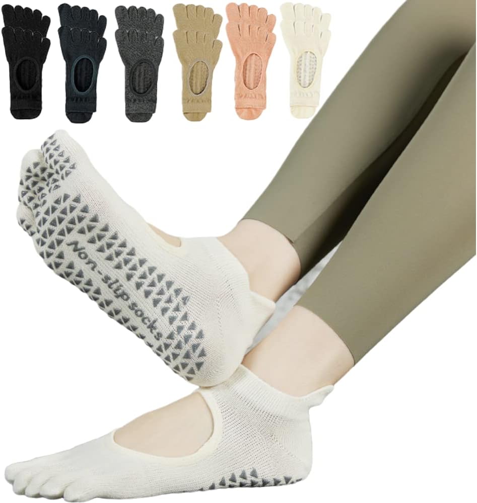 6/9 Pairs Women Five Finger Socks Non Slip For Pilates Yoga Ballet Barefoot Workout