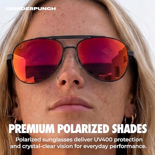 Image of grinderPUNCH Polarized Aviator Sunglasses Men Women Retro Vintage Square Pilot Sun Glasses UV400 Protection