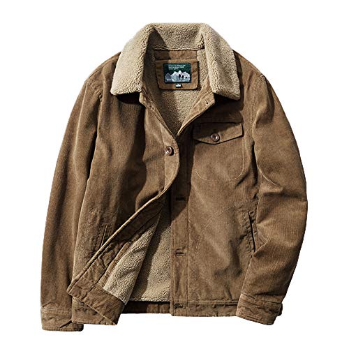 chouyatou Men's Casual Thicked Sherpa Lined Button Front Corduroy Trucker Jacket
