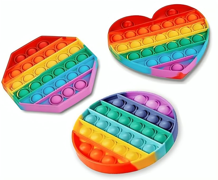 Image of Pop It Fidget Toys, Push Pop Bubble Fidget Sensory Toy, Autism Special Needs Silicone Stress Relief Toy, Great Fidget Toy for Kids and Adults ( 3 pcs)