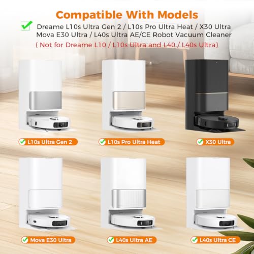 Image of 18 Pcs Accessories for Dreame L10s Ultra Gen 2 /L10s Pro Ultra Heat Vacuum | 1 TriCut Brush 4 Side Brushes 4 HEPA Filters 4 Mop Pads 4 Dust Bags 1 Cleaning Brush
